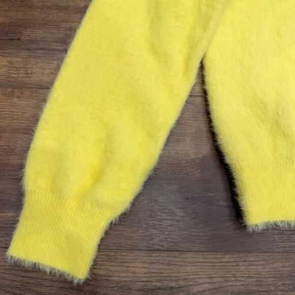 Maje Fuzzy Textured Crewneck Sweater in Soft Yellow Size 1 (Small) - Picture 4 of 11